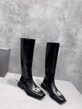 Balenciaga Square Toe Boots BB Buckle Chelsea Boots Long Boots Heel Height 3cm