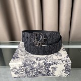  Dior Classic Aphabet ClothJacquard Embroidery CD Buckle Belt Black 3.5CM