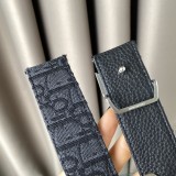  Dior Classic Aphabet ClothJacquard Embroidery CD Buckle Belt Black 3.5CM
