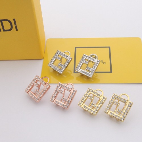 Fendi F Full Diamond Letter Earrings