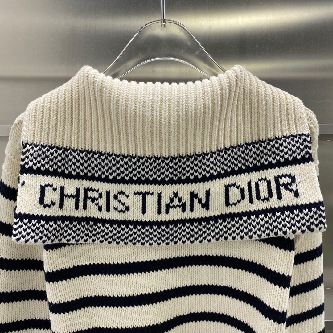 Doir Women Navy Style Classic Wool Pullover CHRISTIAN DIOR Logo Sweater