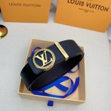 Louis Vuitton Embossed Double Sided Top Layer Cowhide Belt 3.8cm