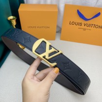 Louis Vuitton Embossed Double Sided LV Logo Buckle Belt 3.8cm
