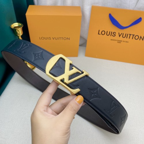 Louis Vuitton Embossed Double Sided LV Logo Buckle Belt 3.8cm