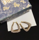 Dior Square Full Rhinestone Stud Earrings