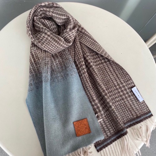 LOEWE Classic Water Wave Cashmere Color Block Scarf Size: 32x190cm