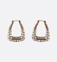 Dior Square Full Rhinestone Stud Earrings