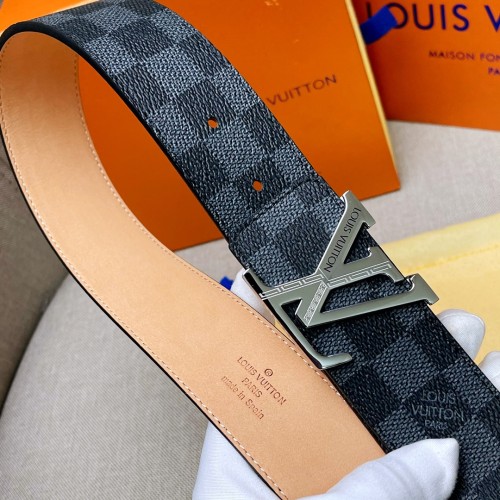 Louis Vuitton Classic Check LV Logo Double Belt 4.0cm