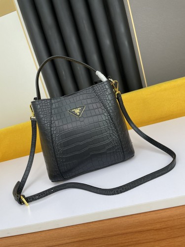 Prada Double Saffiano Crossbody Bag Handbag Black Size: 25*24*13cm