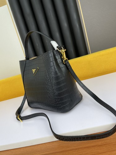 Prada Double Saffiano Crossbody Bag Handbag Black Size: 25*24*13cm
