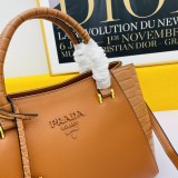Prada Palm Grain Leather Classic Logo Satchel Handbag Size: 30-23-14cm