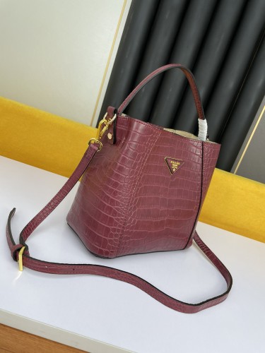 Prada Double Saffiano Crossbody Bag Handbag Red Size: 25*24*13cm