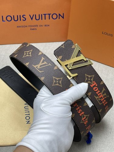 Louis Vuitton Fashion Double-sided Brown Color Logo Buckle Belt 4.0CM
