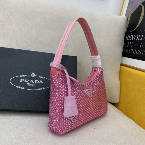 PRADA New Shiny Rhinestone Hobo Bag Handbag Size: 22cm