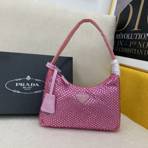 PRADA New Shiny Rhinestone Hobo Bag Handbag Size: 22cm