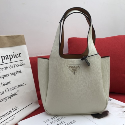 Prada Classic Handbag Double Handle Tote Bag White Size: 21.5*25*14cm