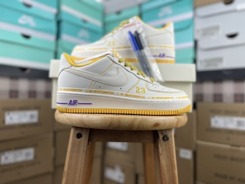 Uninterrupted × Nike Air Forece 1 MORE THAN White and Yellow Signature Graffiti