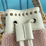 Fendi MINI Lamb Hair Bucket Bag Messenger Bag Pink Size: 12-18-10cm
