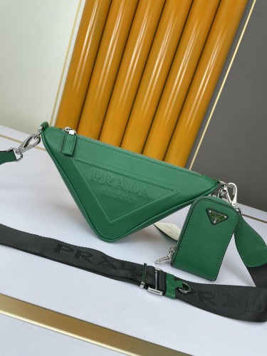 Prada Triangle Mini Handbag Green Size: 26*10*13cm