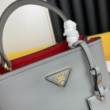 Prada Double Saffiano Hand Messenger Bag Gray Size: 23*13*22 cm