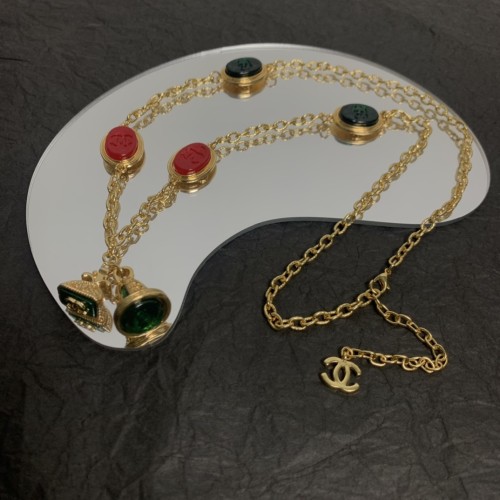 Chanel Medieval Glaze Stone Double C Necklace