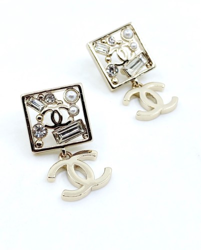 Chanel Classic Square CC Stud Earrings