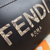 Fendi Medium Snakeskin Logo Sunshine Tote Bag Black Size:35x17x31cm