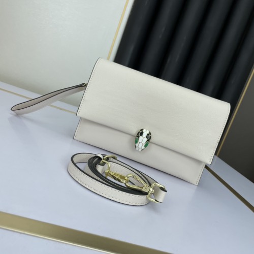 Bulgari Fashion Flip Shoulder Messenger Bag White Size:25-16-4cmcm