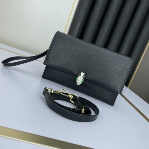 Bulgari Fashion Flip Shoulder Messenger Bag Black Size:25-16-4cmcm