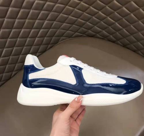 Prada Men Fashion Blue White Splicing Casual Sneakers Shoes