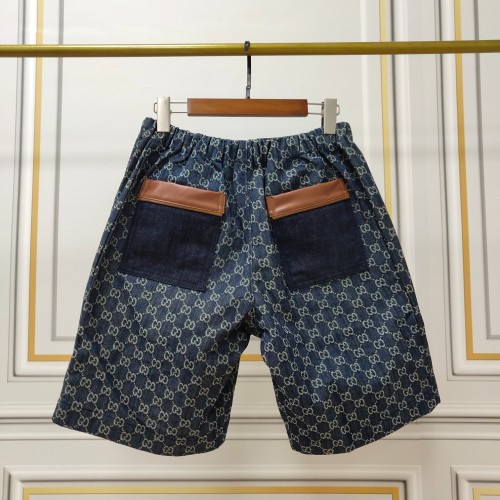 Gucci Denim Series Retro Leather Buttons Denim Shorts Casual Pants