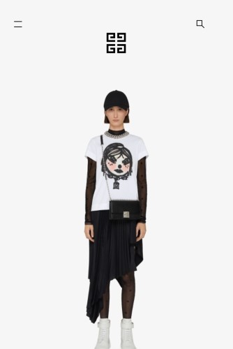 Givenchy Unisex Girl Pattern Cotton LOGO Couple Style T-Shirt
