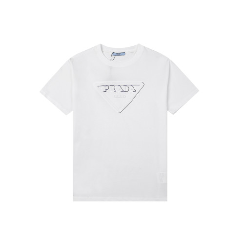 Prada Classic Three-Dimensional Embossed Letter Printed Cotton T-Shirt