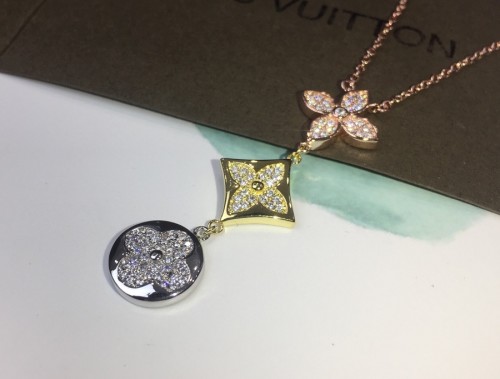 Louis Vuitton Tricolor Flower Necklace With Diamonds