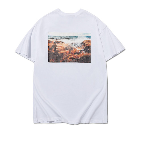 Fear of God Essentials Coastal Picture Print Cotton Oversized Collarless T-Shirt
