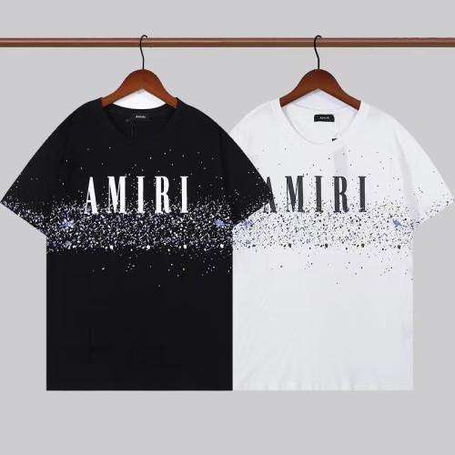 AMIRI Starry Sky Inkjet Logo Letter Print Short Sleeve Casual Crew Neck Cotton T-Shirt