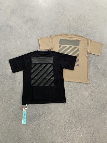 OFF WHITE Classic Black Speed Bump Print Short Sleeve Casual Loose Cotton T-Shirt