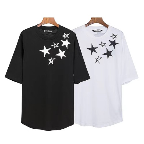 Palm Angels Star Letter Print Short-Sleeved Dolman Sleeves Drop-Shoulder Cotton T-Shirt