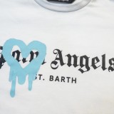Palm Angels Heart Spray Logo Letter Print Short Sleeve Loose Casual Cotton T-Shirt