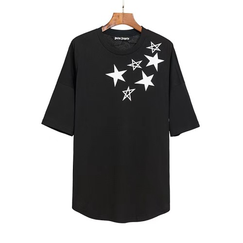 Palm Angels Star Letter Print Short-Sleeved Dolman Sleeves Drop-Shoulder Cotton T-Shirt