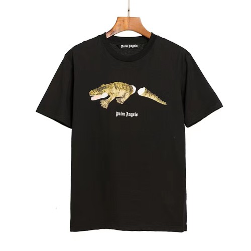 Palm Angels Broken Tail Crocodile Letter Logo Print Short Sleeve Casual Loose Cotton T-Shirt