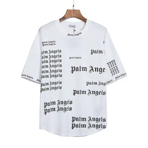 Palm Angels Full-Print Logo Letter Print Short-Sleeve Drop-Shoulder-Sleeve Loose Cotton T-Shirt