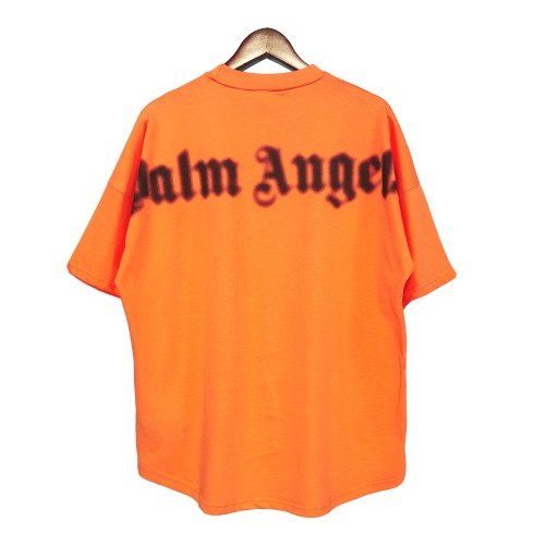 Palm Angels Letter Logo Print Short-Sleeved Drop-Shoulder Dolman-Sleeve Cotton T-Shirt