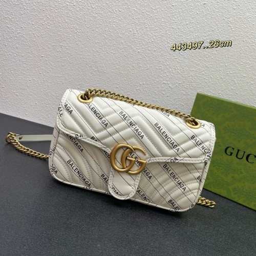 Gucci x Balenciaga Co-Branded Cowhide Print Shoulder Bag Sizes:26*15.5*6cm