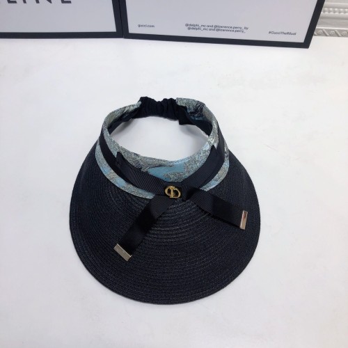 Dior Summer Bow Stitching Empty Top Hat