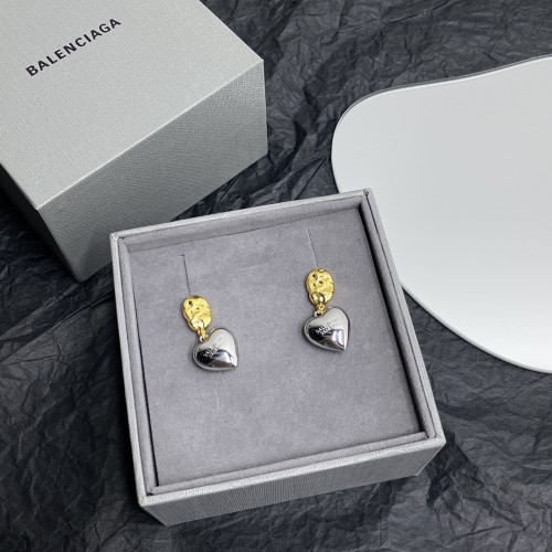 Balenciaga Gold And Silver Matching Heart Stud Earrings