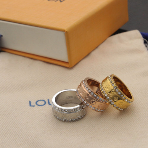 Louis Vuitton New Couple Rhinestone Ring Sizes:6789
