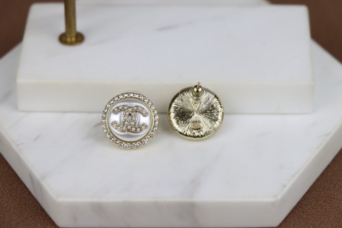 Chanel Classic Vintage Double C Diamond Stud Earrings