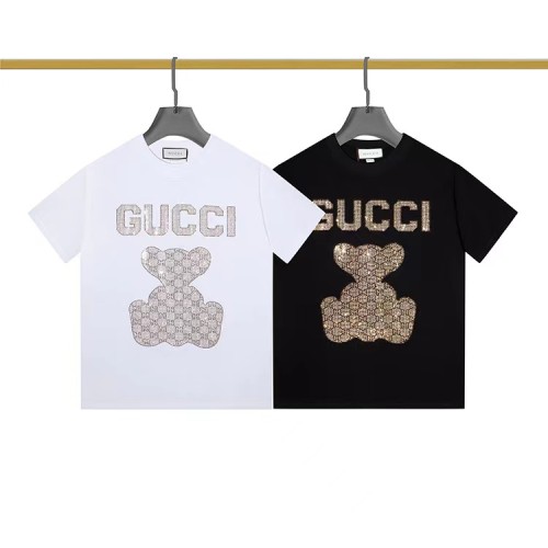 Gucci New Hot Drill Bear Letters Short-Sleeved Fashion Trend Cotton T-Shirt