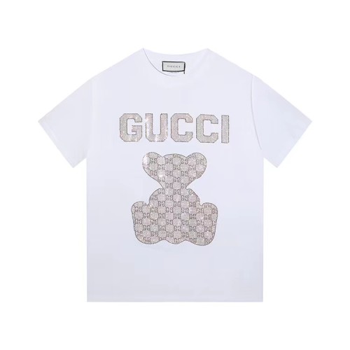 Gucci New Hot Drill Bear Letters Short-Sleeved Fashion Trend Cotton T-Shirt